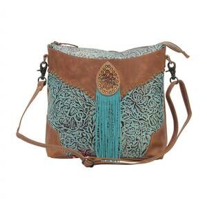 NEW MYRA BAG women's lochmara leather shoulder bag in brown/blue